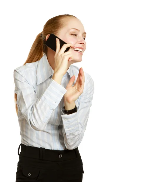 Businesswoman pomocí mobilního telefonu — Stock fotografie