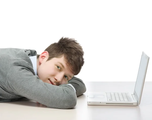 College guy with a laptop — Stock Photo, Image