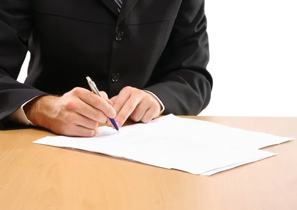 Businessman on the desk with documents — Stock Photo, Image