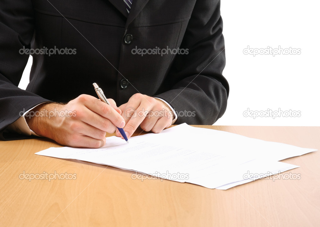 businessman on the desk with documents