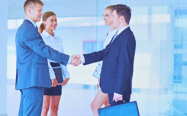Business people with their hands together in a circle . Business people. — Stock Photo, Image