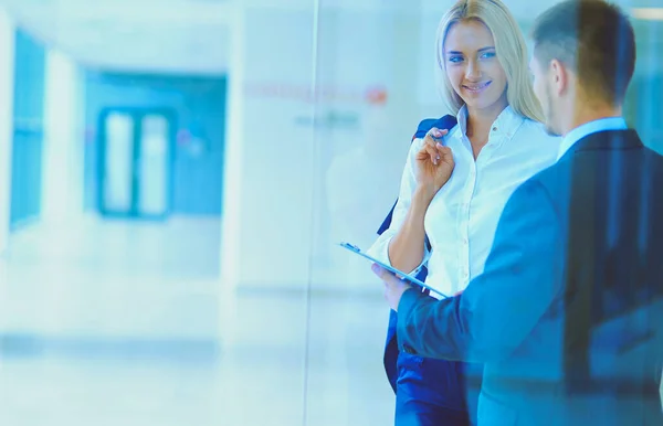 Smiling successful business team standing in office . business — Stock Photo, Image