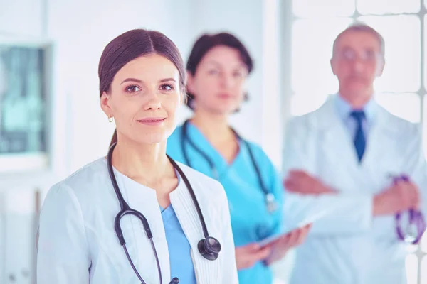 Group Doctors Nurses Standing Hospital Room — Stock Photo, Image