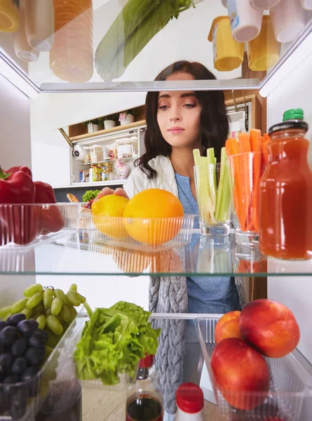 Open Refrigerator Fresh Fruits Vegetable Open Refrigerator — Stock Photo, Image