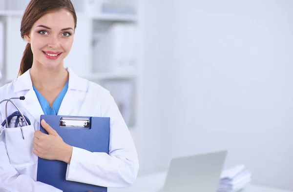 Medical Team Sitting Table Modern Hospital — Stock Photo, Image