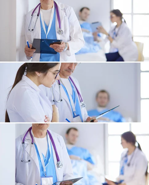 Kobieta Lekarz Stojący Stetoskopem Szpitalu — Zdjęcie stockowe
