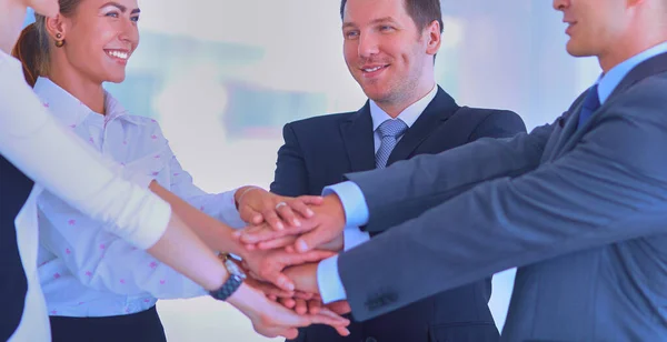Mensen Uit Het Bedrijfsleven Met Hun Handen Samen Een Cirkel — Stockfoto