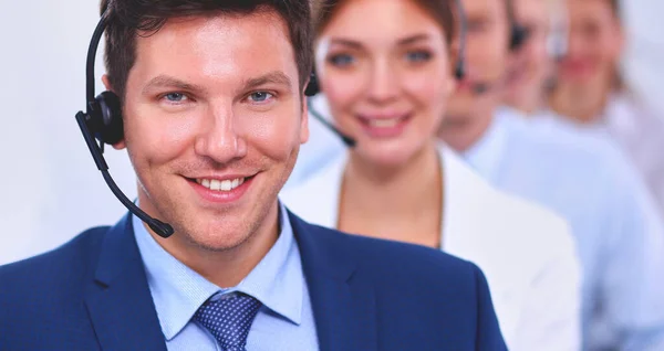 Attractive Positive Young Businesspeople Colleagues Call Center Office — Stock Photo, Image