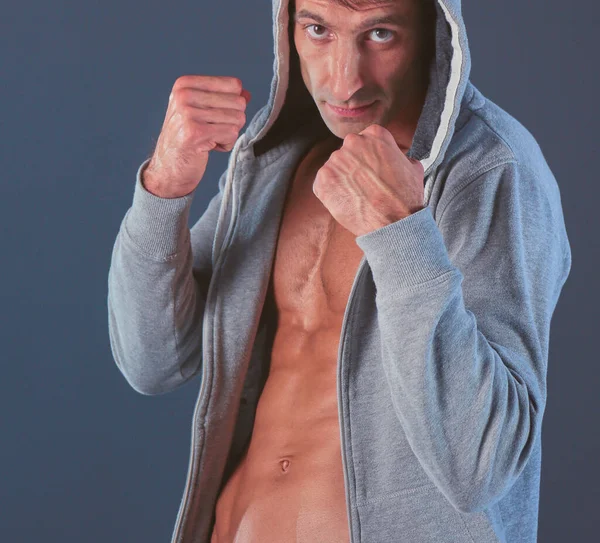 Profile View Young Man Practicing Boxing Personal Instructor Personal Training — Stock Photo, Image