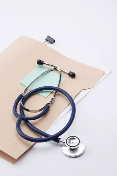 Close Doctors Medical Stethoscope Patient Medical Information — Stock Photo, Image