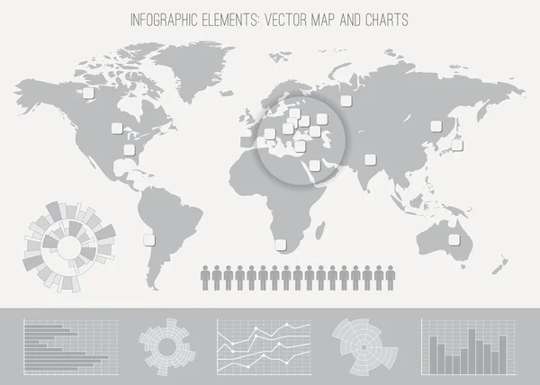 Infographics illustration: vector map and charts. — Stock Vector