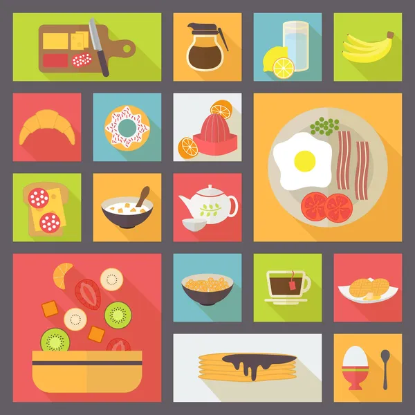 Desayuno iconos vector conjunto — Vector de stock