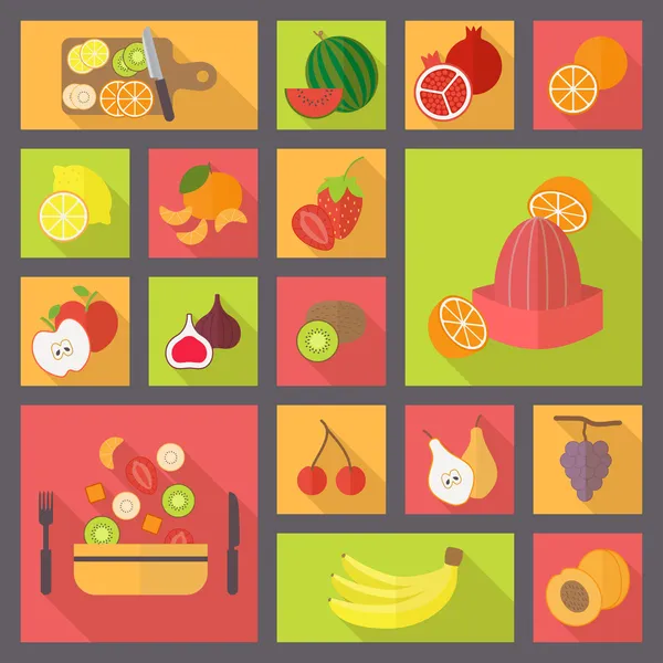 Fruits and vegetarian food icons set. — Stock Vector