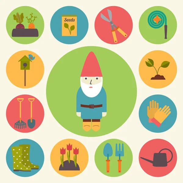 bahçecilik, Bahçe vector Icons set.