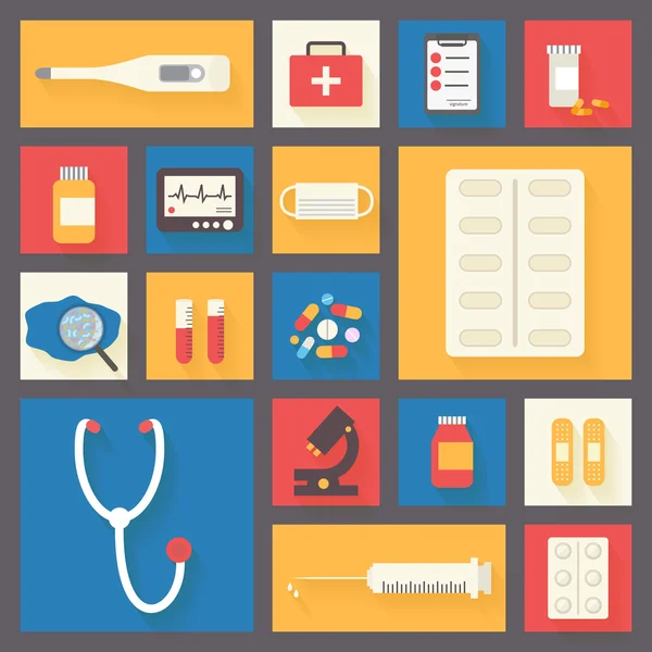 Medische vector icons set. ambulance- en stethoscoop. gezondheidszorg infographic elementen. — Stockvector