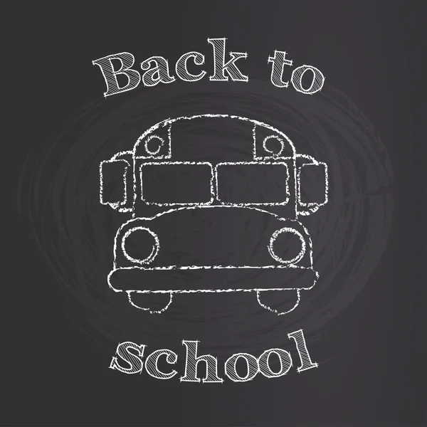 Autocar scolaire avec panneau de retour à l'école sur tableau, illustration vectorielle . — Image vectorielle
