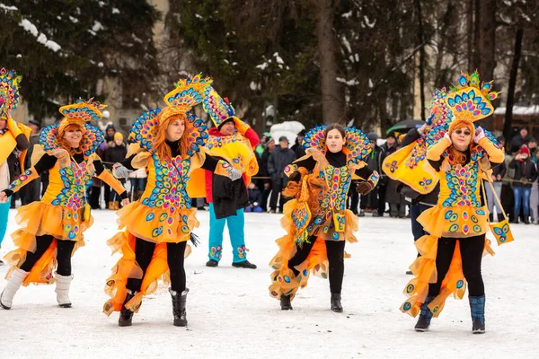 Razlog Bulgaria Enero 2017 Gente Con Trajes Brillantes Bailando Festival — Foto de Stock