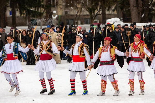 Razlog Bulgaria Enero 2017 Gente Con Trajes Brillantes Bailando Festival — Foto de Stock