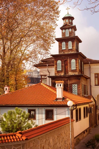 Plovdiv Bulgarien Gamla Trä Metropolitan Kyrkan Martyr Marina Höst — Stockfoto