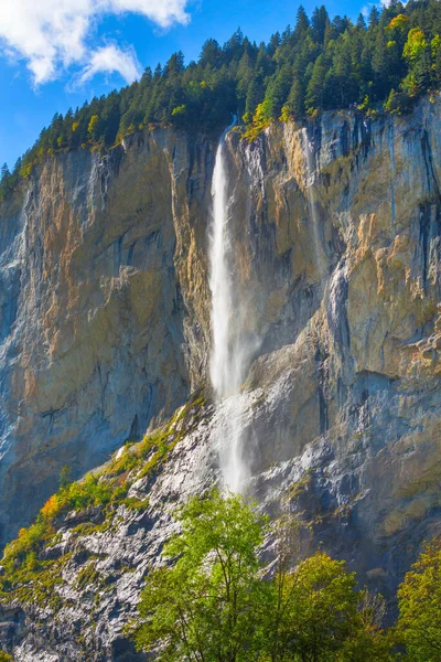 Lauterbrunnen Sviçre Staubbach Falls Sviçre Alpleri Jungfrau Bölgesi — Stok fotoğraf