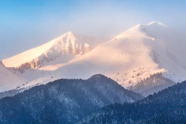 Bansko Bulgarien Resor Vinter Landskap Panorama Snö Pirin Bergstoppar Vid — Stockfoto