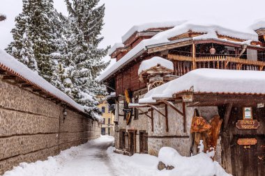 Bansko, Bulgaristan eski şehir sokak manzarası