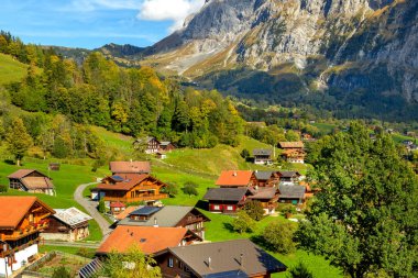 İsviçre dağları, İsviçre Alplerinde Grindelwald 'da ahşap evler
