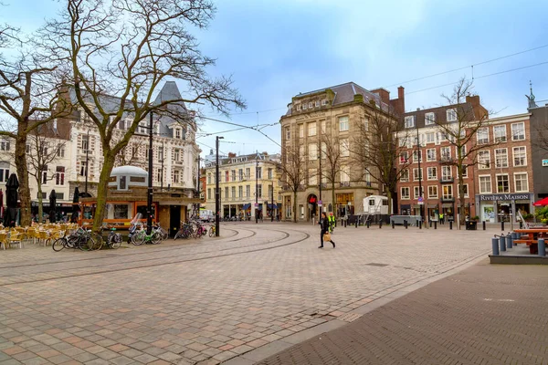 Haga Holandia Kwietnia 2016 Row Bikes Street View Dutch Traditional — Zdjęcie stockowe