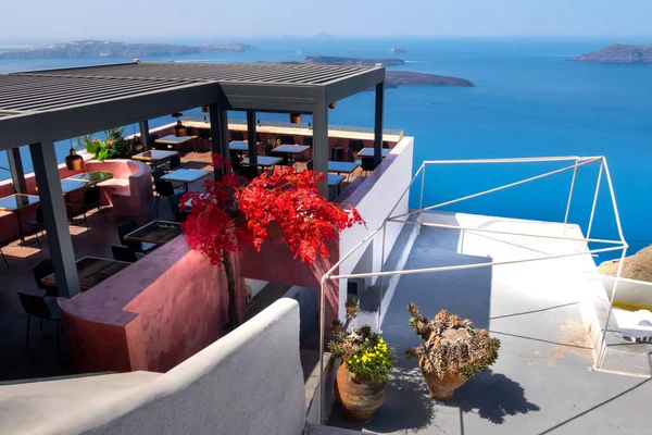 Café mit Meerblick, Santorini, Griechenland — Stockfoto