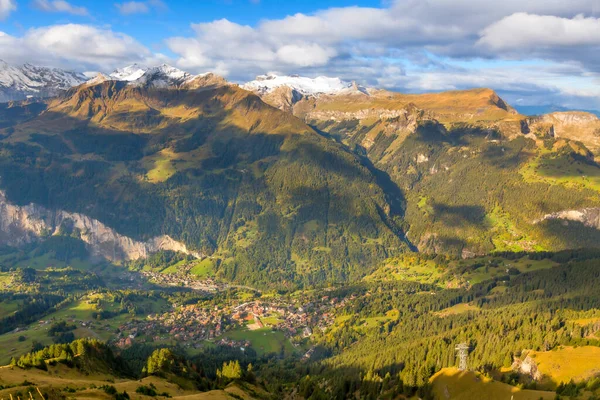 Dolina Lauterbrunnen Wioska Wodospad Staubbach Alpach Szwajcarskich Szwajcaria — Zdjęcie stockowe