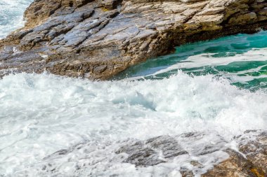 Natural rock lagoon Giola on the island of Thassos, Greece