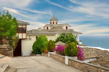 Görünüm Manastırı Archangel Michael, Thassos Island, Yunanistan