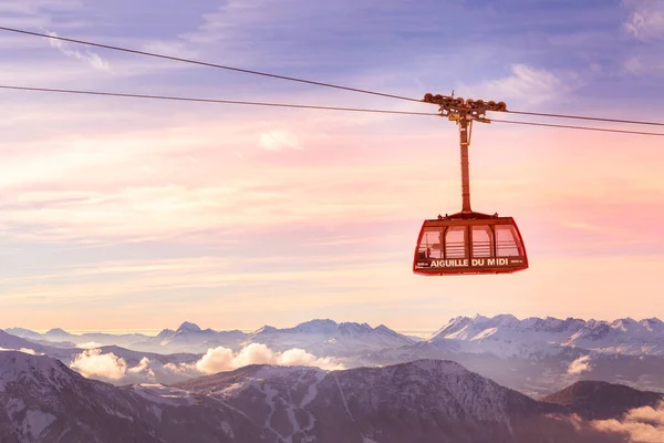 Chamonix Mont Blanc France January 2015 Cable Car Cabin Aiguille — стокове фото