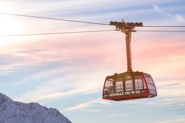 Chamonix Mont Blanc França Janeiro 2015 Cabine Teleférico Chamonix Até — Fotografia de Stock