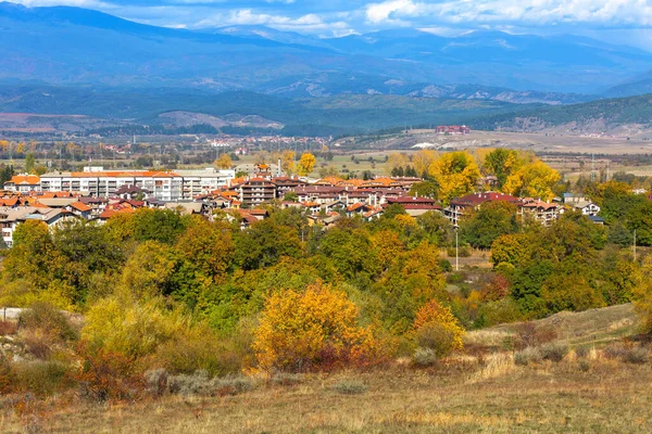 Bansko Bulgaria Town Panorama Houses Colorful Autumn Trees — Stockfoto