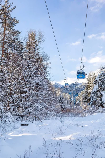 Bansko Bulgaria February 2022 Winter Resort Ski Lift Gondola Cabins — Stock Photo, Image