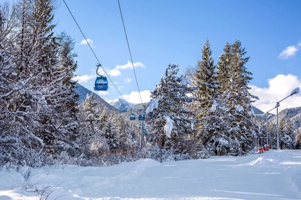Bansko Bulgarien Februari 2022 Bulgariens Vinter Skidort Panorama Med Gondolhytter — Stockfoto