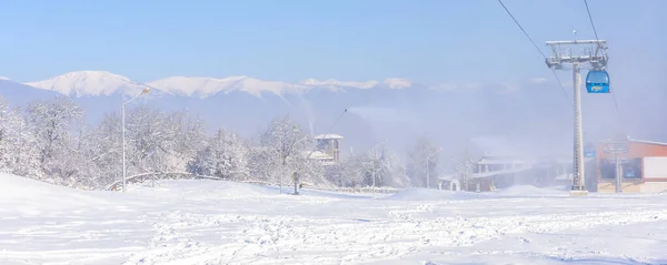 Банско Болгария Декабря 2019 Панорама Зимнего Горнолыжного Курорта Голубыми Каютами — стоковое фото