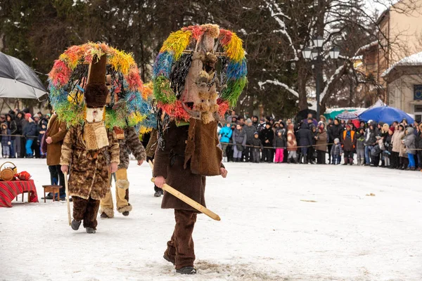 Razlog Bulgaria Enero 2017 Gente Trajes Kuker Carnaval Tradicional Festival — Foto de Stock