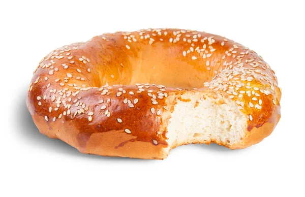 Bitten Bagel With Sesame Seeds — Stock Photo, Image