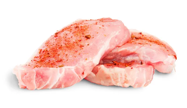 Heap Of Three Pieces Of Raw Pork With Spices — Stock Photo, Image