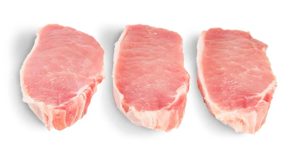 Tre pezzi di maiale crudo — Foto Stock