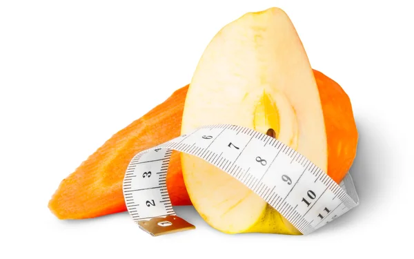 Slices Carrot With Apple And Sewing Measuring — Stock Photo, Image