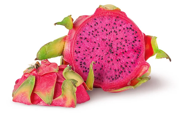 Dragon fruit twee stukken geïsoleerd op wit — Stockfoto