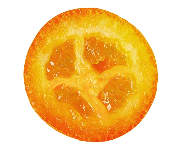 Halbreife Kumquat von oben isoliert auf weiß — Stockfoto