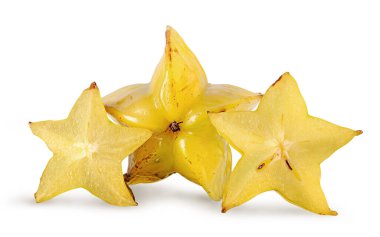 Beyaz arka planda üç dilim yan yana izole edilmiş karom.