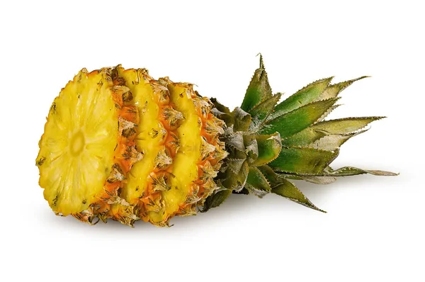 Ananasscheibe Mit Deckel Und Scheiben Isoliert Auf Weißem Hintergrund — Stockfoto