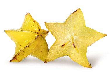 Beyaz arkaplanda izole edilmiş iki dilim karom.