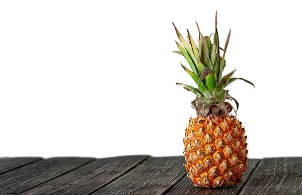 Cavalletti Ananas Tavole Legno Isolate Fondo Bianco — Foto Stock