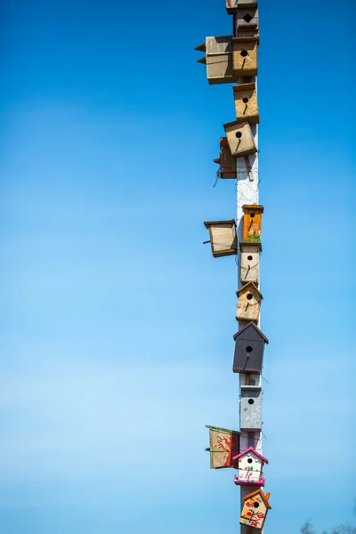 Caixas de nidificação no céu azul — Fotografia de Stock